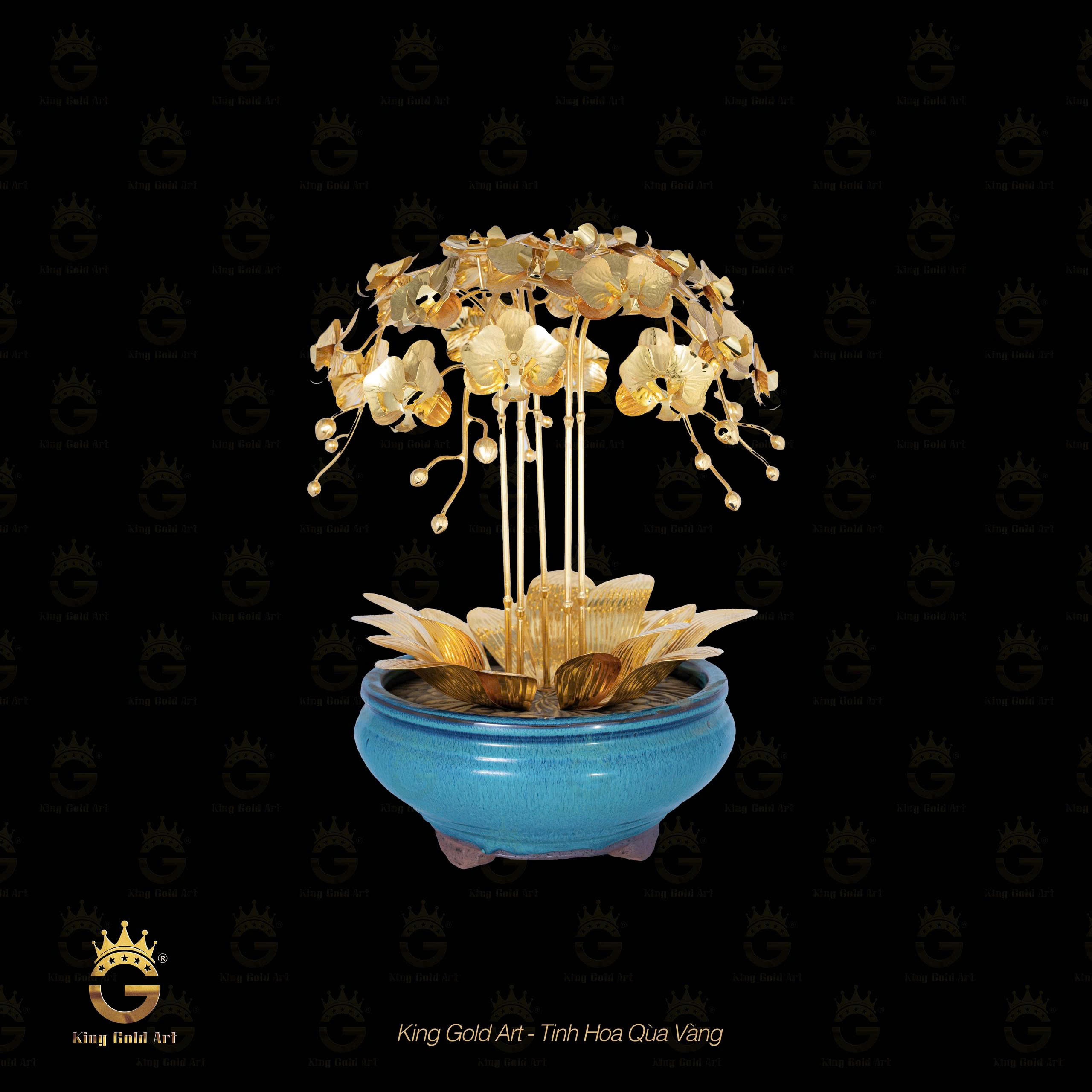Chậu Lan Hồ Điệp Dát Vàng 24K Mã số 15 - 10 thân hoa
