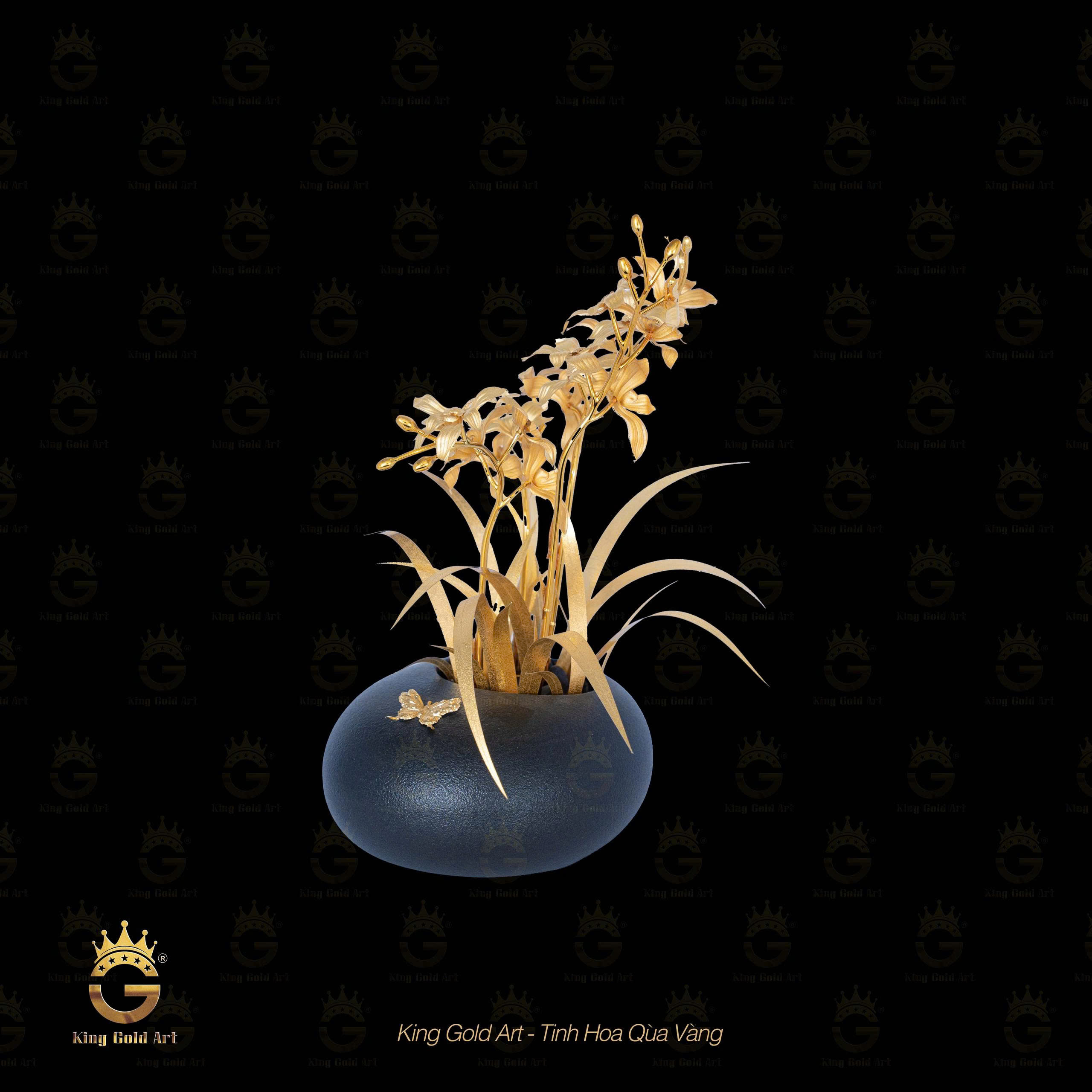 Bình Hoa Địa Lan để bàn mini quà tặng vàng ý nghĩa