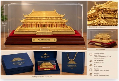 Mô hình kiến trúc mạ vàng – Điện Kính Thiên thu nhỏ bằng đồng