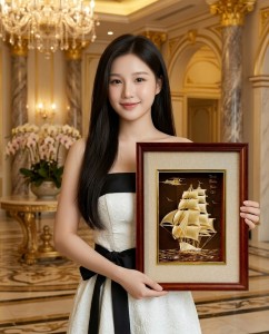 Tranh Thuyền Thuận Buồm Xuôi Gió Dát Vàng: Quà Doanh Nghiệp ý nghĩa