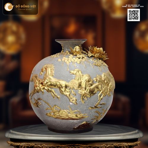 Bình tích lộc mã đáo thành công dát vàng 24k