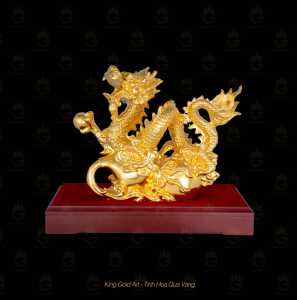 Rồng vàng nhả ngọc mạ vàng 24k