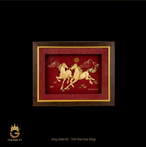  Tranh Ngựa  mạ vàng Song Mã