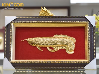 Tranh Cá Rồng Phong Thủy Dát Vàng Tài Lộc
