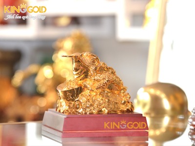 Tượng Cóc Ngậm Tiền mạ vàng phong thủy đỉnh cao