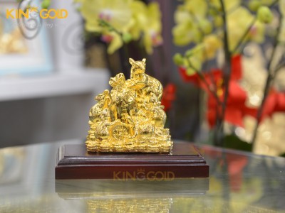 Tượng Gia Đình Chuột Sung Túc Mạ Vàng | King Gold Art