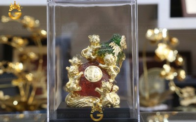 Kim Hổ Tụ Phúc – Tượng Hổ Hồ Lô Phong Thủy Mạ Vàng 24K