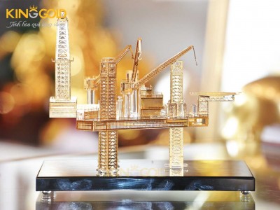 Mô Hình Dàn Khoan Dầu Khí Mạ Vàng 24k lưu niệm