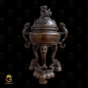 Lư Trầm Đồng Giả Cổ Dáng Cao Khung Đế 3 Chân