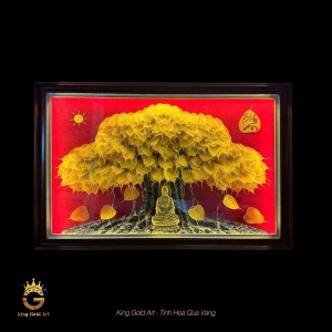 Tranh Lá Bồ Đề Dát Vàng 24k | Quà Tặng Phong Thủy Cao Cấp