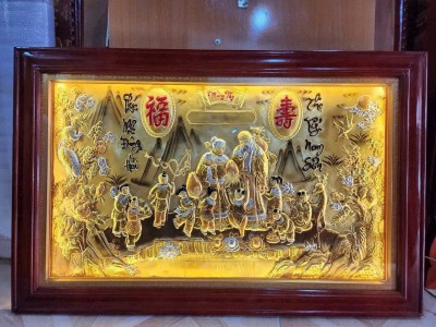 Tranh Mừng Thọ Mạ Vàng 24K – Biểu Tượng Phúc Lộc, Trường Thọ Và Đạo Hiếu Gia Đình Việt