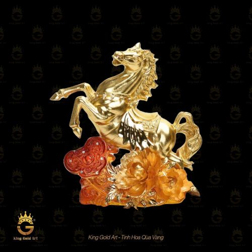 Kim Mã Phú Quý – Tượng Ngựa Mạ Vàng 24K Cao Cấp