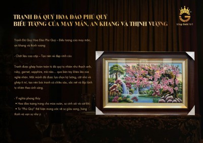 Tranh Đá Quý Hoa Đào Phú Quý – May Mắn, Thịnh Vượng
