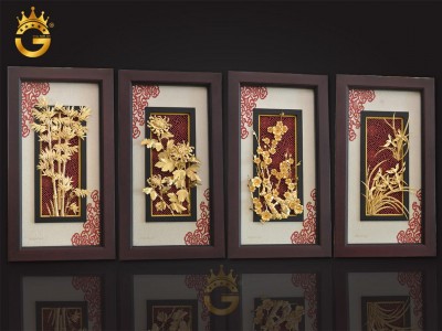 Tranh Tứ Quý Vàng 24K – Biểu Tượng Phú Quý