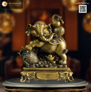 Voi phong thủy bằng đồng và mạ vàng King Gold Art – Biểu tượng chiêu tài, trấn trạch, bình an