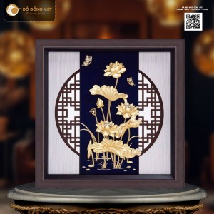 Tranh Hoa Sen Mạ Vàng 24K