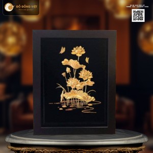 Tranh Hoa Sen Mạ Vàng 24K Cao Cấp