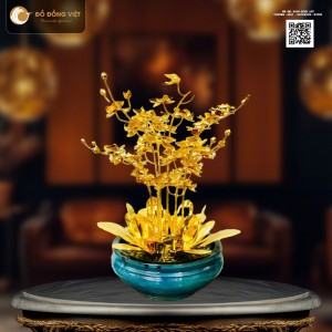 Chậu Lan Hồ Điệp Dát Vàng 24K Mã số 10 - 7 thân hoa