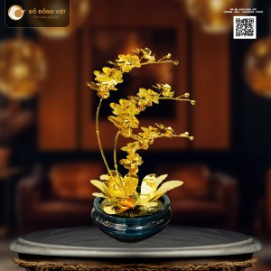 Chậu Lan Hồ Điệp Dát Vàng 24K Mã số 8 - 3 thân hoa