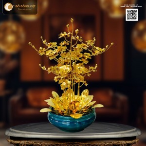 Chậu Lan Hồ Điệp Dát Vàng 24K Mã số 11 - 9 thân hoa