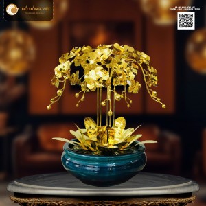 Chậu Lan Hồ Điệp Dát Vàng 24K Mã số 6 - 5 thân hoa