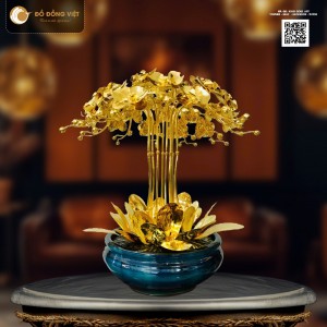 Chậu Lan Hồ Điệp Dát Vàng 24K Mã số 14 - 10 thân hoa