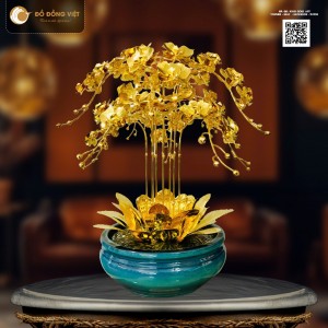 Chậu Lan Hồ Điệp Dát Vàng 24K Mã số 13 - 10 thân hoa