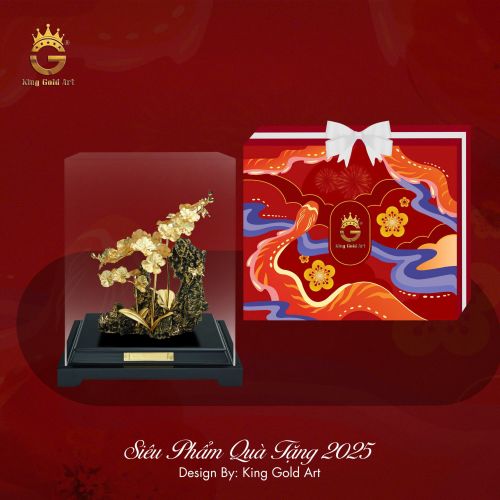 Chậu lan bonsai dát vàng 24K 