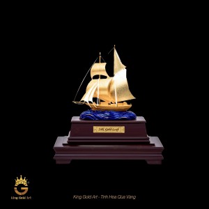 Mô hình Thuyền Vàng Thuận Buồm Xuôi Gió mix Ngọc cao cấp