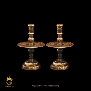 Chân nến đồng đỏ cạo màu 