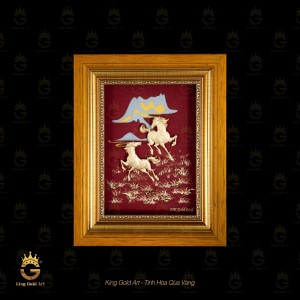 Tranh ngựa thủ công mỹ nghệ: Song mã phát lộc