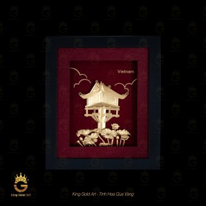 Tranh chùa một cột vàng lá 24k