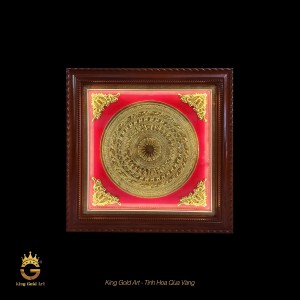 Tranh mặt trống đồng dát vàng 24k mẫu 8