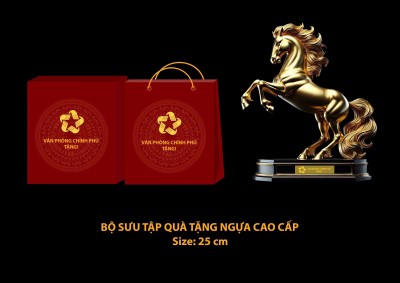 Tượng Ngựa Vàng Nhất Mã Phi Thiên – Quà Tặng Tết Bính Ngọ 2026 Cao Cấp