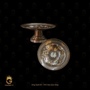 Mâm bồng đồng đỏ khảm ngũ sắc