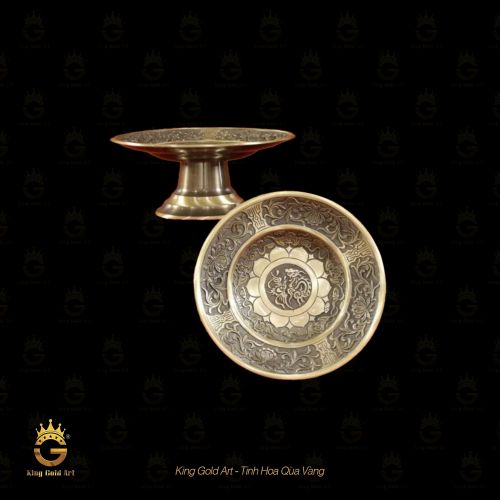Mâm bồng đồng chạm khắc tinh xảo chữ Phúc