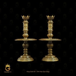Chân nến thờ bằng đồng vàng hình hoa sen