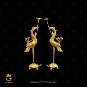 Đôi hạc đồng đồng đỏ thủ công mỹ nghệ