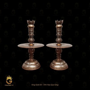 Chân nến thờ bằng đồng hình hoa sen