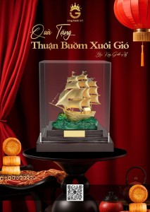 Mô hình Thuận Buồm Xuôi Gió mix ngọc – Quà Trung Thu cao cấp