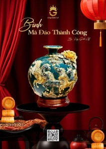 Bình gốm dát vàng Mã Đáo Thành Công – Quà tặng vàng Trung Thu doanh nghiệp cao cấp