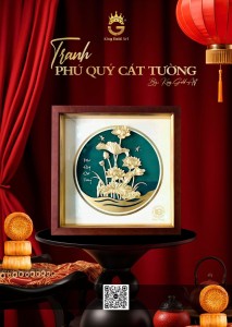 Tranh vàng hoa sen Phú Quý Cát Tường – Quà Trung Thu cao cấp