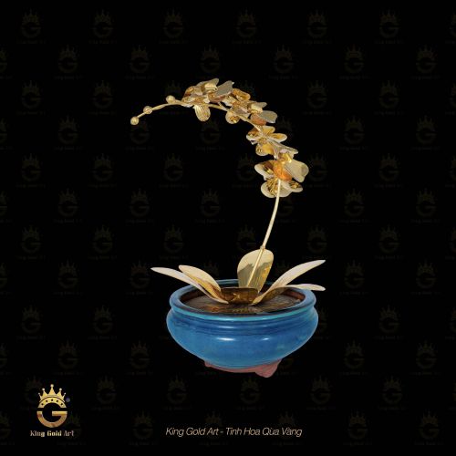 Chậu Lan Hồ Điệp Dát Vàng 24K Mã số 7A - 1 thân hoa