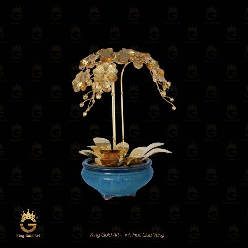 Chậu Lan Hồ Điệp Dát Vàng 24K - 2 thân hoa