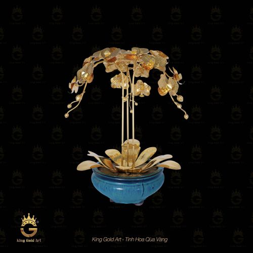 Chậu Lan Hồ Điệp Dát Vàng 24K Mã số 3 - 3 thân hoa