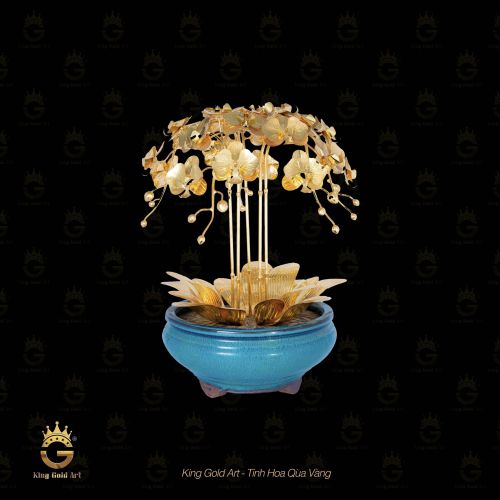 Chậu Lan Hồ Điệp Dát Vàng 24K Mã số 4 - 5 thân hoa