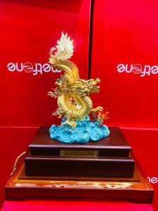 Quà Tết doanh nghiệp: Tượng Rồng mix ngọc dát vàng đẳng cấp King Gold Art
