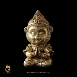 Tượng khỉ ngồi thiền bằng đồng nguyên khối