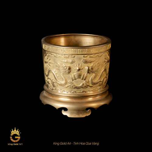 Bát hương đồng đỏ dát vàng